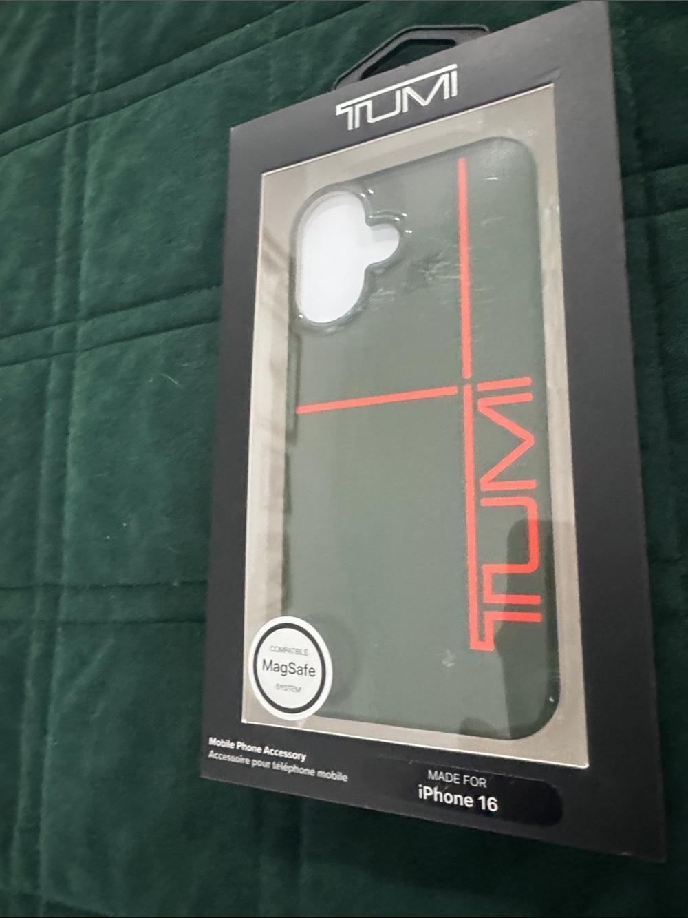 Tumi Green iPhone 16 Case with Red Logo - MagSafe Compatible